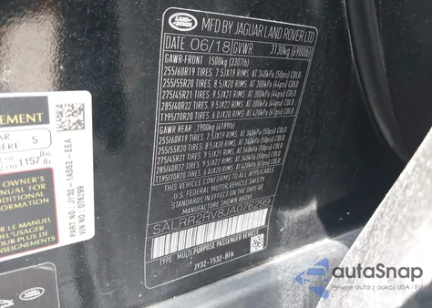 2018 Land Rover Discovery Hse from USA, damaged, VIN SALRR2RV8JA076299